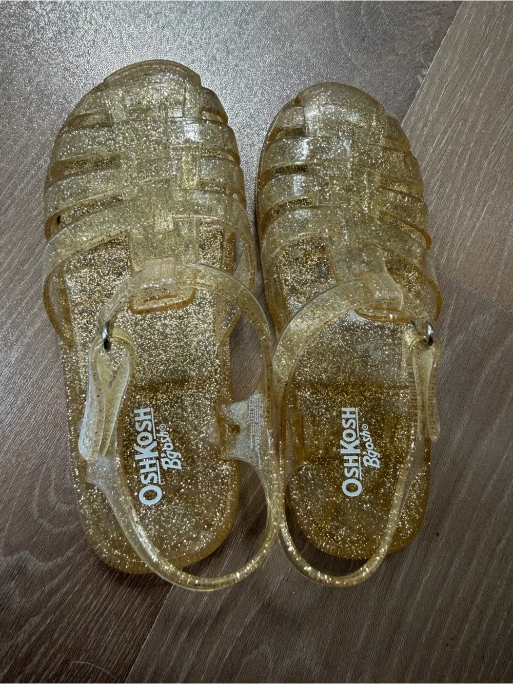 OshKosh B'gosh Gold Glitter Jelly Sandals with Ankle Strap